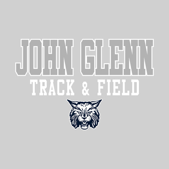John Glenn Bobcats - Track & Field - Outlined School Name Over Track & Field with Mascot