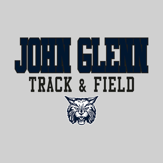 John Glenn Bobcats - Track & Field - Outlined School Name Over Track & Field with Mascot
