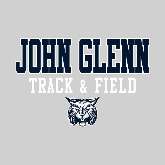 John Glenn Bobcats - Track & Field - Outlined School Name Over Track & Field with Mascot