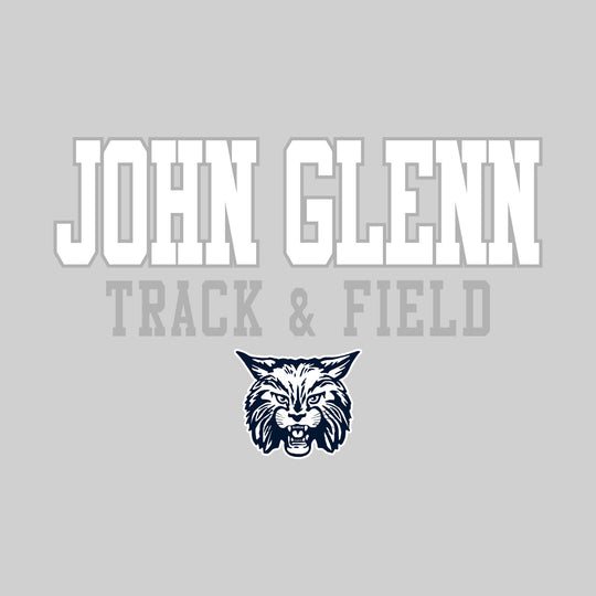 John Glenn Bobcats - Track & Field - Outlined School Name Over Track & Field with Mascot