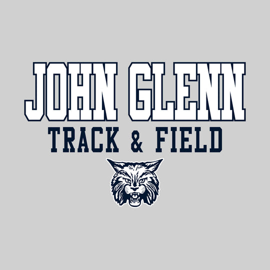 John Glenn Bobcats - Track & Field - Outlined School Name Over Track & Field with Mascot