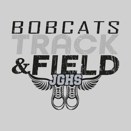 John Glenn Bobcats - Track & Field - Slanted Text with Winged Shoes