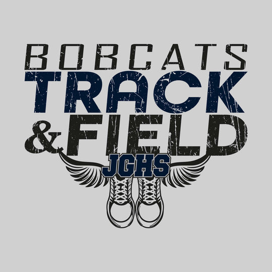 John Glenn Bobcats - Track & Field - Slanted Text with Winged Shoes