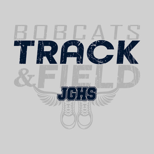John Glenn Bobcats - Track & Field - Slanted Text with Winged Shoes