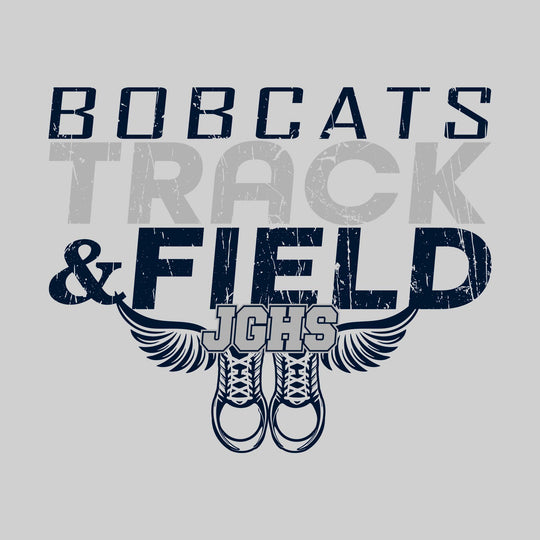 John Glenn Bobcats - Track & Field - Slanted Text with Winged Shoes