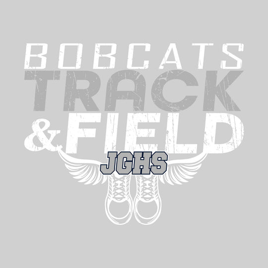 John Glenn Bobcats - Track & Field - Slanted Text with Winged Shoes
