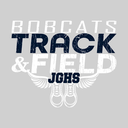 John Glenn Bobcats - Track & Field - Slanted Text with Winged Shoes