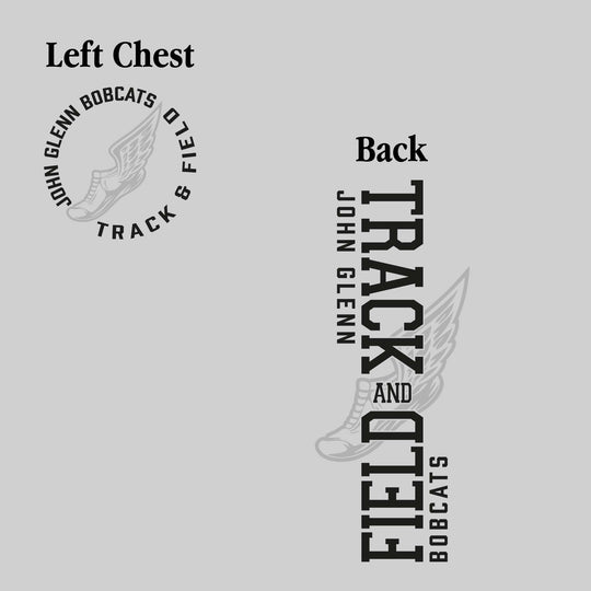 John Glenn Bobcats - Track & Field - Vertical Track & Field with School Name and Winged Shoe