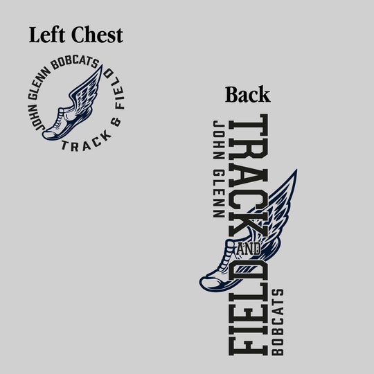 John Glenn Bobcats - Track & Field - Vertical Track & Field with School Name and Winged Shoe