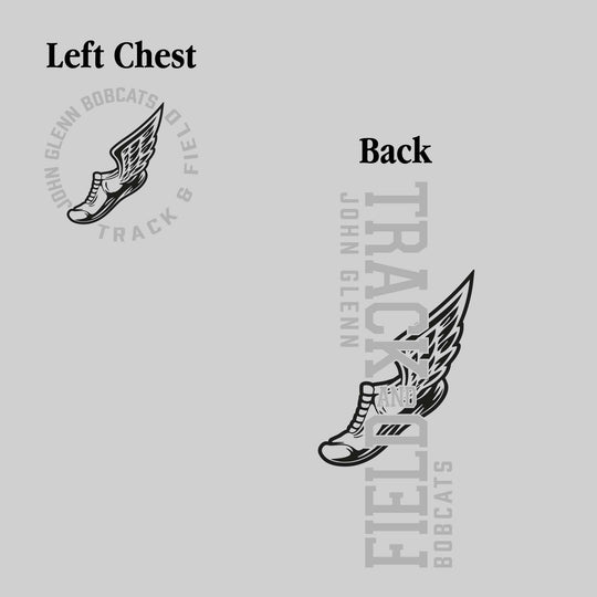 John Glenn Bobcats - Track & Field - Vertical Track & Field with School Name and Winged Shoe