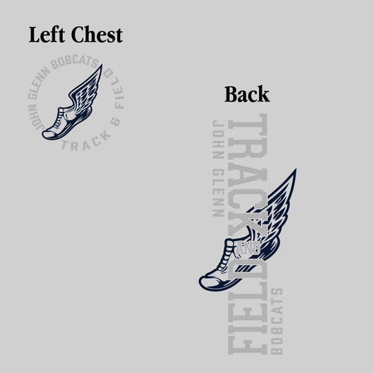 John Glenn Bobcats - Track & Field - Vertical Track & Field with School Name and Winged Shoe