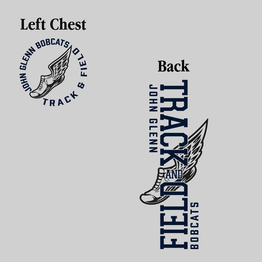 John Glenn Bobcats - Track & Field - Vertical Track & Field with School Name and Winged Shoe