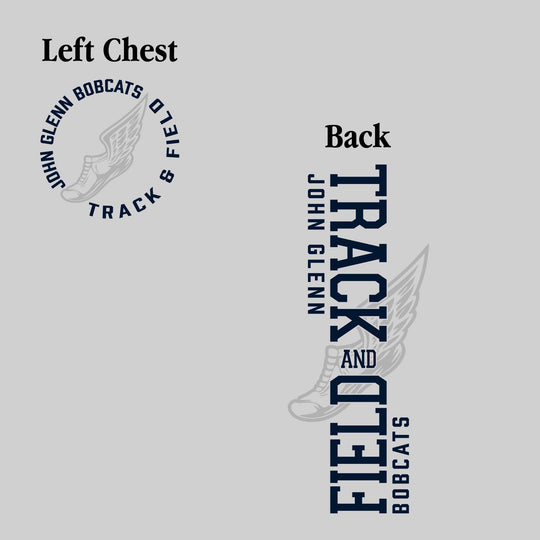 John Glenn Bobcats - Track & Field - Vertical Track & Field with School Name and Winged Shoe