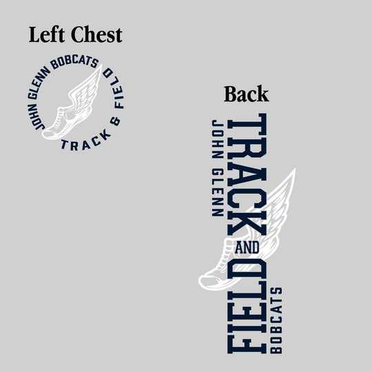 John Glenn Bobcats - Track & Field - Vertical Track & Field with School Name and Winged Shoe