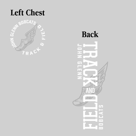 John Glenn Bobcats - Track & Field - Vertical Track & Field with School Name and Winged Shoe