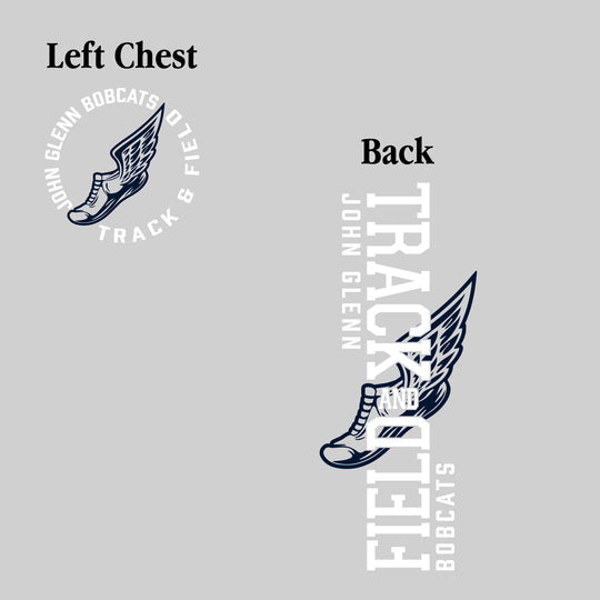 John Glenn Bobcats - Track & Field - Vertical Track & Field with School Name and Winged Shoe