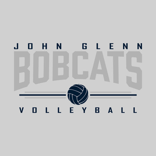 John Glenn Bobcats - Volleyball - Arched Mascot Name with Volleyball and Color Lines