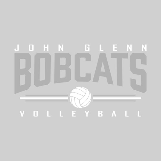 John Glenn Bobcats - Volleyball - Arched Mascot Name with Volleyball and Color Lines