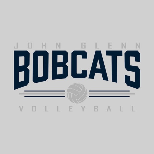 John Glenn Bobcats - Volleyball - Arched Mascot Name with Volleyball and Color Lines