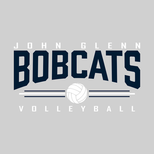John Glenn Bobcats - Volleyball - Arched Mascot Name with Volleyball and Color Lines