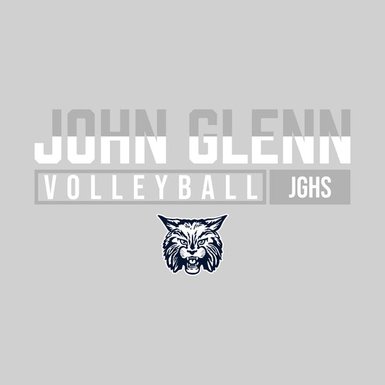 John Glenn Bobcats - Volleyball - Split-Color School Name With Acronym Over Mascot