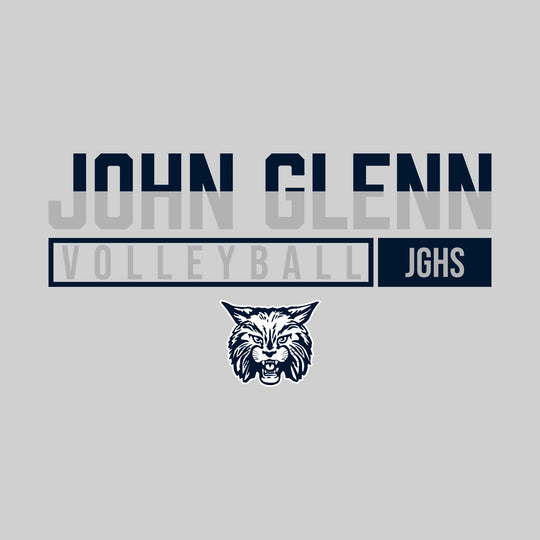 John Glenn Bobcats - Volleyball - Split-Color School Name With Acronym Over Mascot