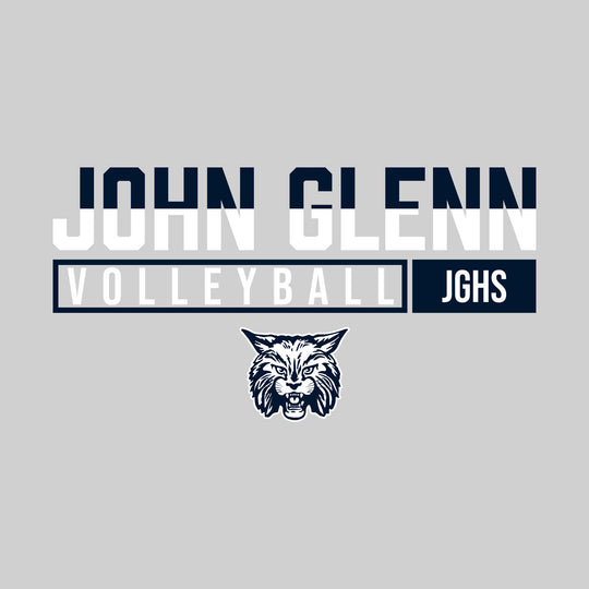 John Glenn Bobcats - Volleyball - Split-Color School Name With Acronym Over Mascot