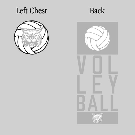 John Glenn Bobcats - Volleyball - Stacked Text with Volleyball and Mascot