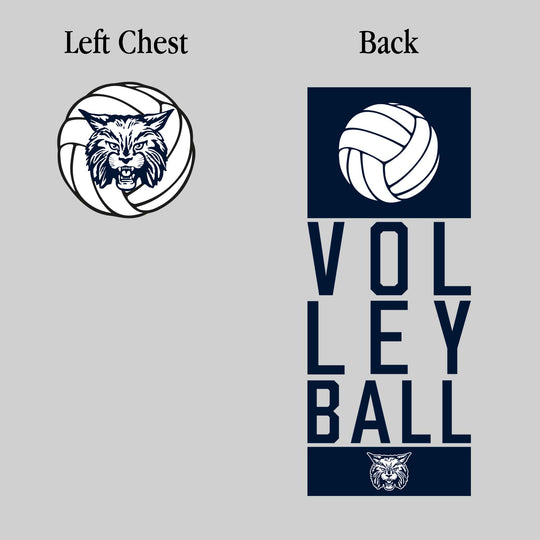 John Glenn Bobcats - Volleyball - Stacked Text with Volleyball and Mascot