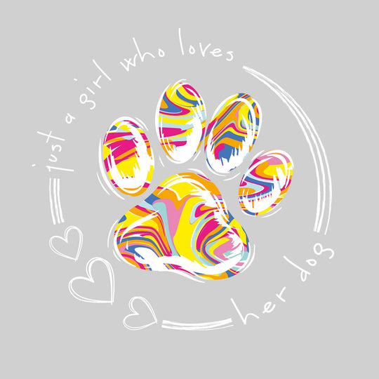 Just a Girl Who Loves Her Dog - Circular with Paint Swirl Paw Pring