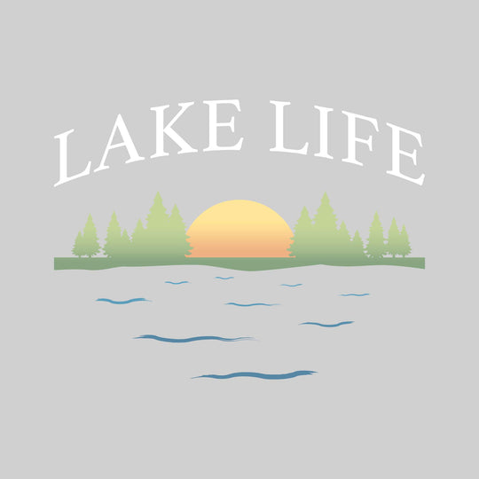 Lake Life - Tree Line Sunset on Water