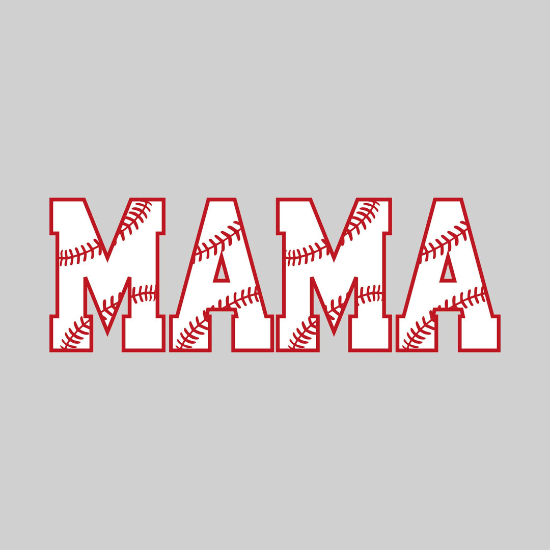 Mama - Baseball - Baseball Stitches Inset in Letters
