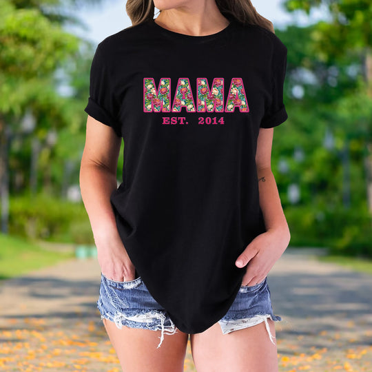 Mama - Faux Embroidery - Floral Pattern
