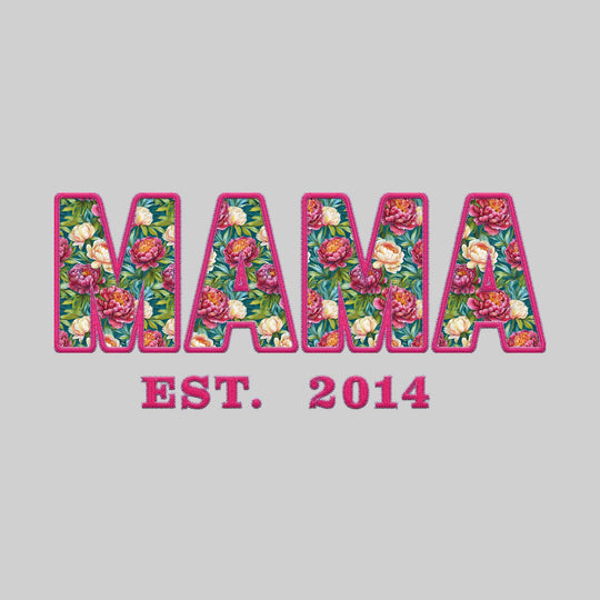 Mama - Faux Embroidery - Floral Pattern
