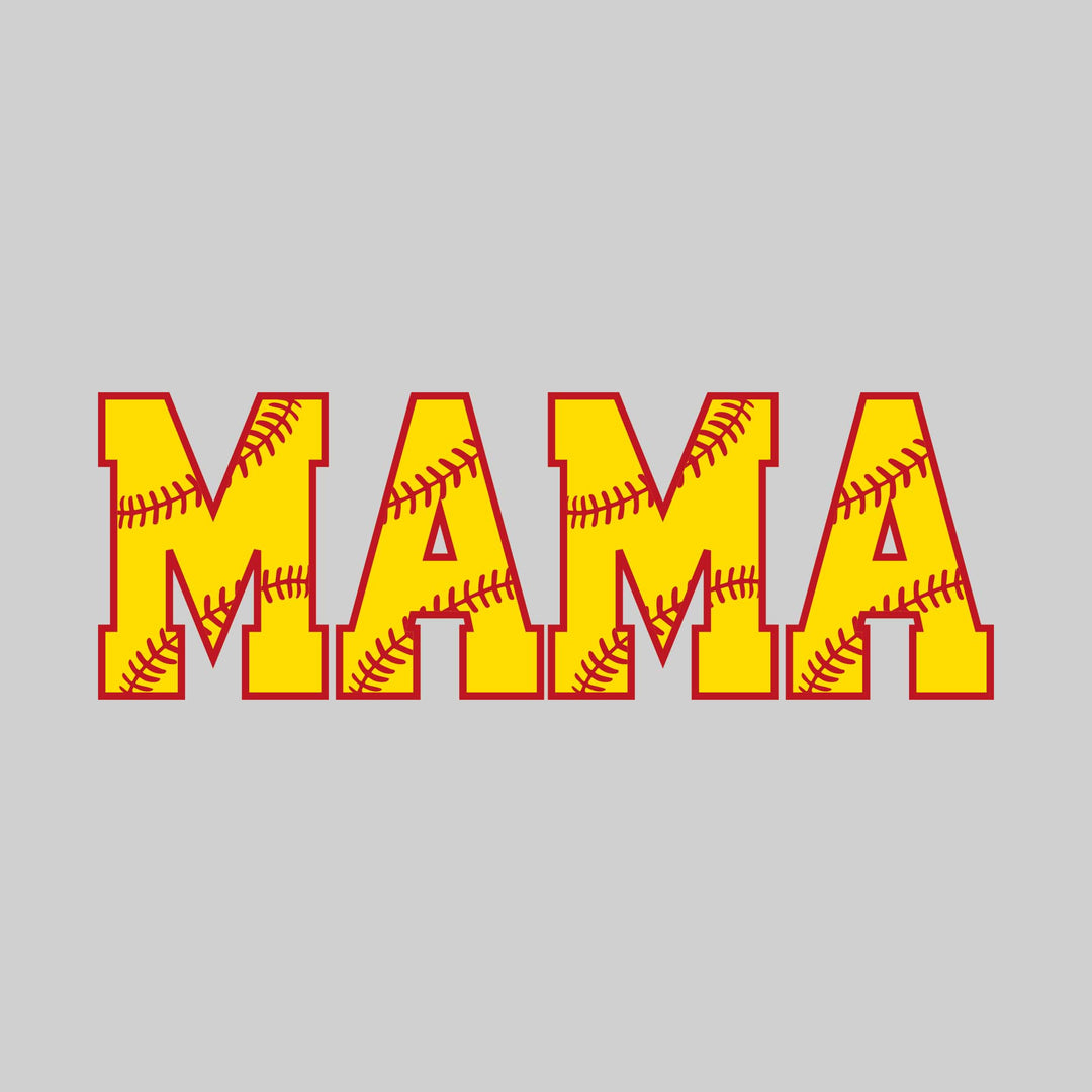 Mama - Softball - Softball Stitches Inset in Letters
