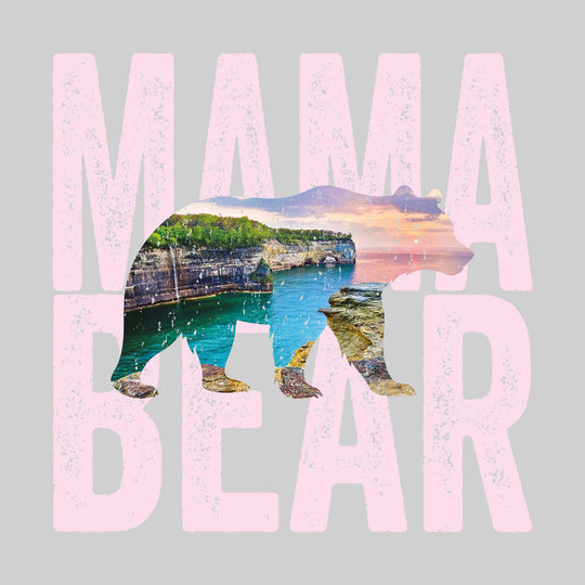 Mama Bear - Silhouette with Scenery - Distressed - Pesonalized
