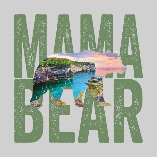 Mama Bear - Silhouette with Scenery - Distressed - Pesonalized