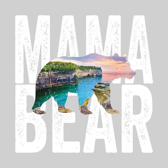 Mama Bear - Silhouette with Scenery - Distressed - Pesonalized