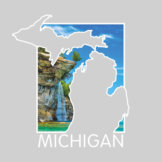 Michigan - Pictured Rocks with Cutout State of Michigan