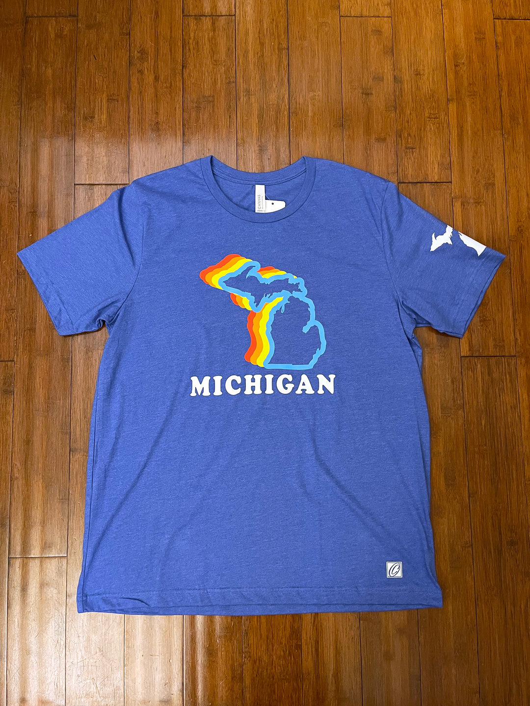 Adult XL Bella Canvas Heather CVC Crewneck Short Sleeve Tee - Michigan - Retro Shadows