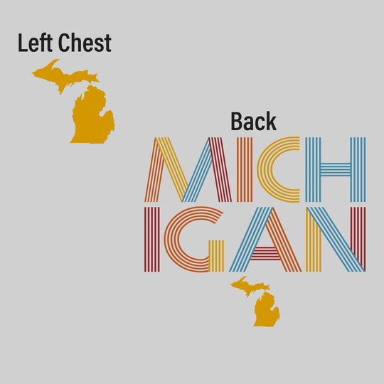 Michigan - Retro Stiped Text