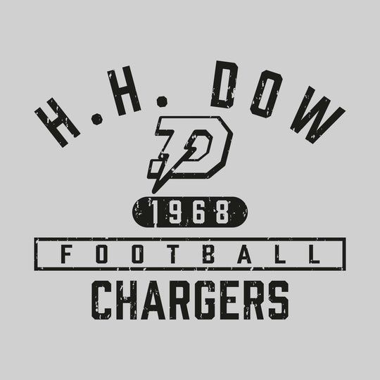 Midland Dow Chargers - Football - Arched School Name Over Mascot - Distressed