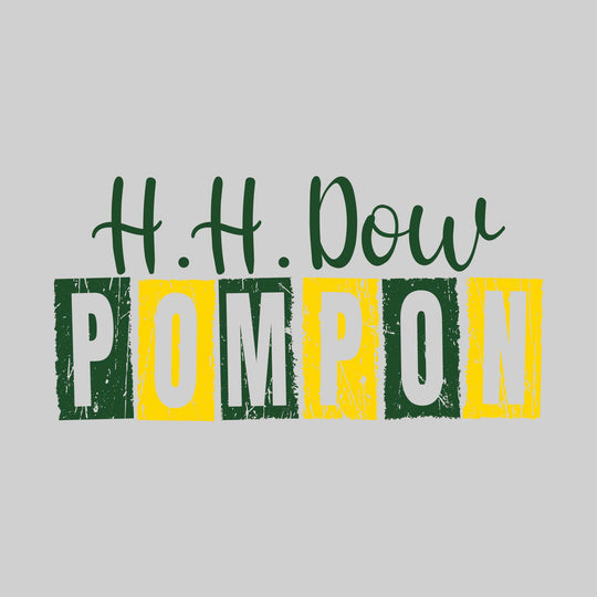 Midland Dow Chargers - Poms - H H Dow Pompon with Distressed Text