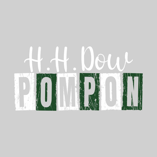 Midland Dow Chargers - Poms - H H Dow Pompon with Distressed Text