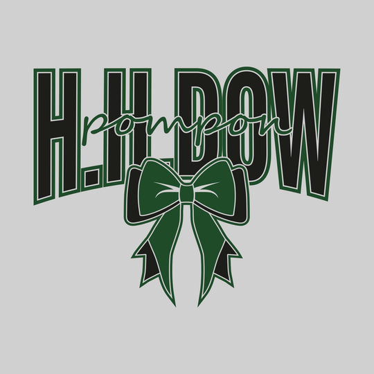 Midland Dow Chargers - Poms - H H Dow with Cursive Pompon and Bow