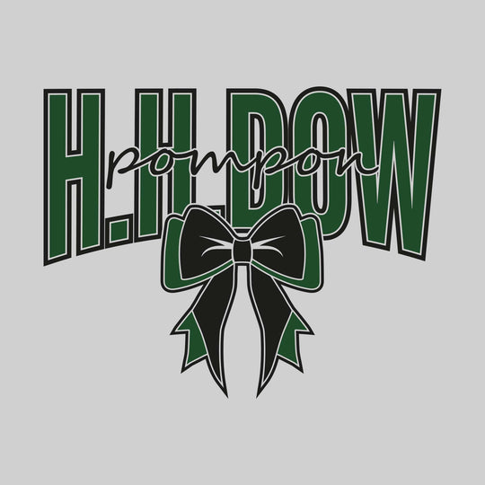 Midland Dow Chargers - Poms - H H Dow with Cursive Pompon and Bow