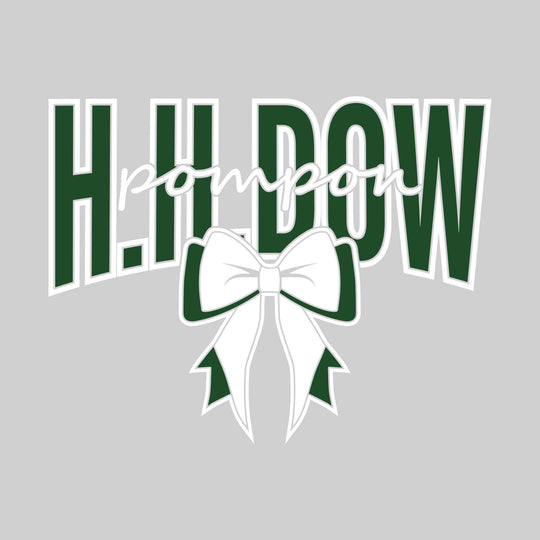 Midland Dow Chargers - Poms - H H Dow with Cursive Pompon and Bow