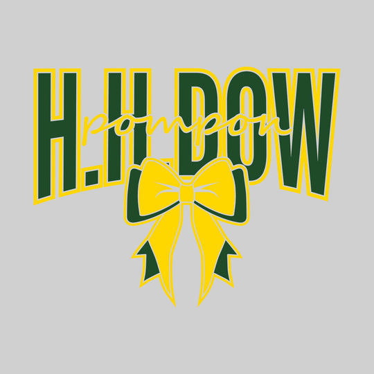 Midland Dow Chargers - Poms - H H Dow with Cursive Pompon and Bow