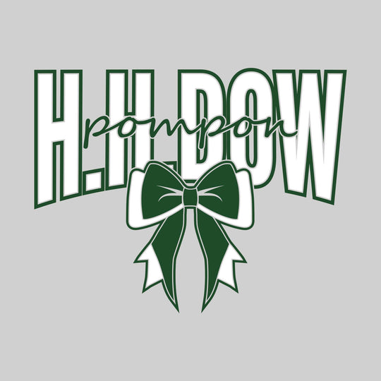 Midland Dow Chargers - Poms - H H Dow with Cursive Pompon and Bow