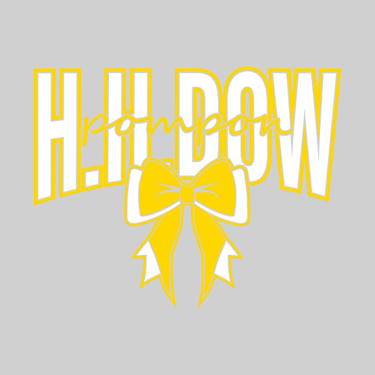 Midland Dow Chargers - Poms - H H Dow with Cursive Pompon and Bow